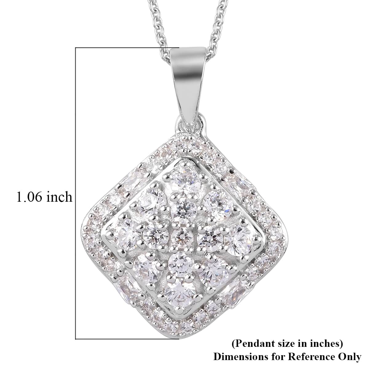 LUSTRO STELLA Made with Finest CZ Pendant Necklace 20 Inches in Platinum Over Sterling Silver 3.20 ctw image number 5