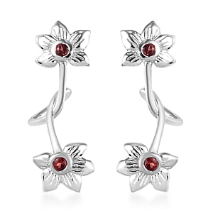 Mozambique Garnet Flower Airpods Earrings in Platinum Over Sterling Silver 0.35 ctw