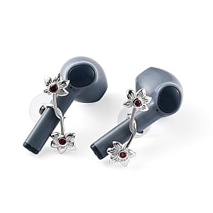 Mozambique Garnet Flower Airpods Earrings in Platinum Over Sterling Silver 0.35 ctw