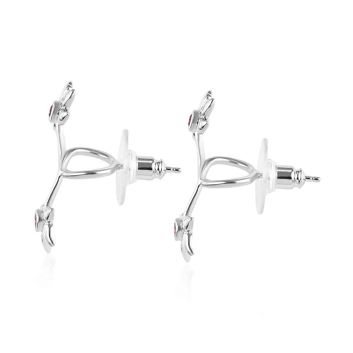Mozambique Garnet Flower Airpods Earrings in Platinum Over Sterling Silver 0.35 ctw