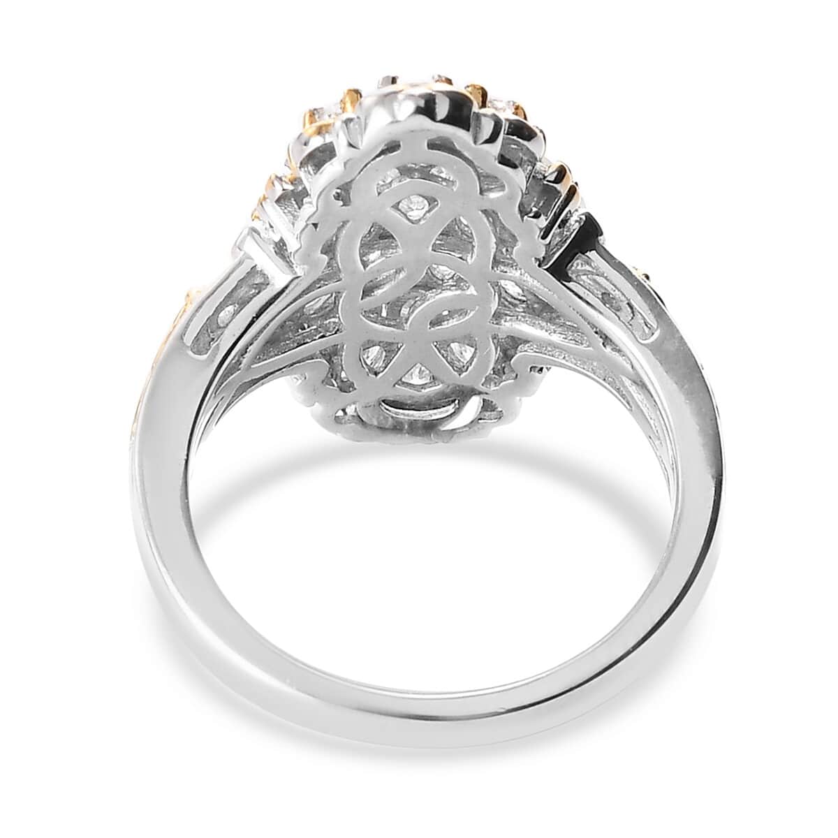 Lustro Stella Made with Finest CZ Ring in Vermeil YG and Platinum Over Sterling Silver (Size 7.0) 2.40 ctw image number 4