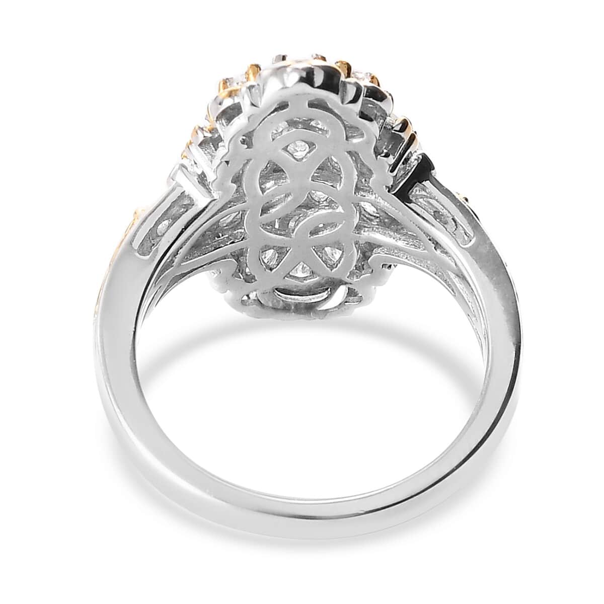 Lustro Stella Made with Finest CZ Ring in Vermeil YG and Platinum Over Sterling Silver (Size 8.0) 2.40 ctw image number 4