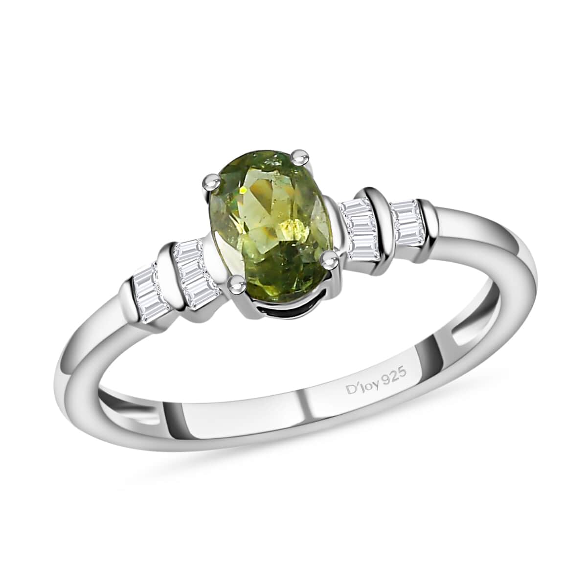 Ambanja Champagne Demantoid Garnet and Diamond Ring in Platinum Over Sterling Silver (Size 7.0) 1.00 ctw image number 0