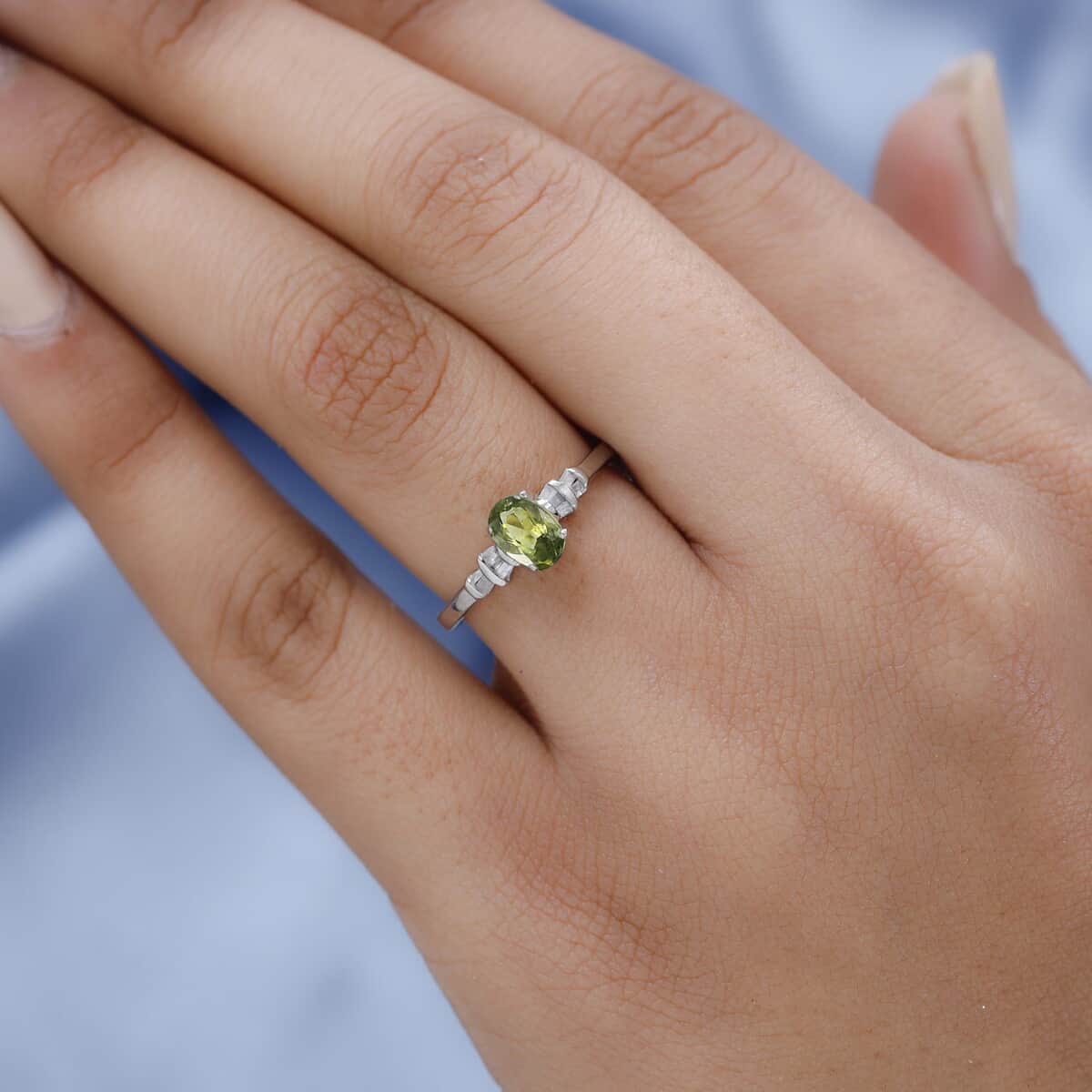 Ambanja Champagne Demantoid Garnet and Diamond Ring in Platinum Over Sterling Silver (Size 7.0) 1.00 ctw image number 2