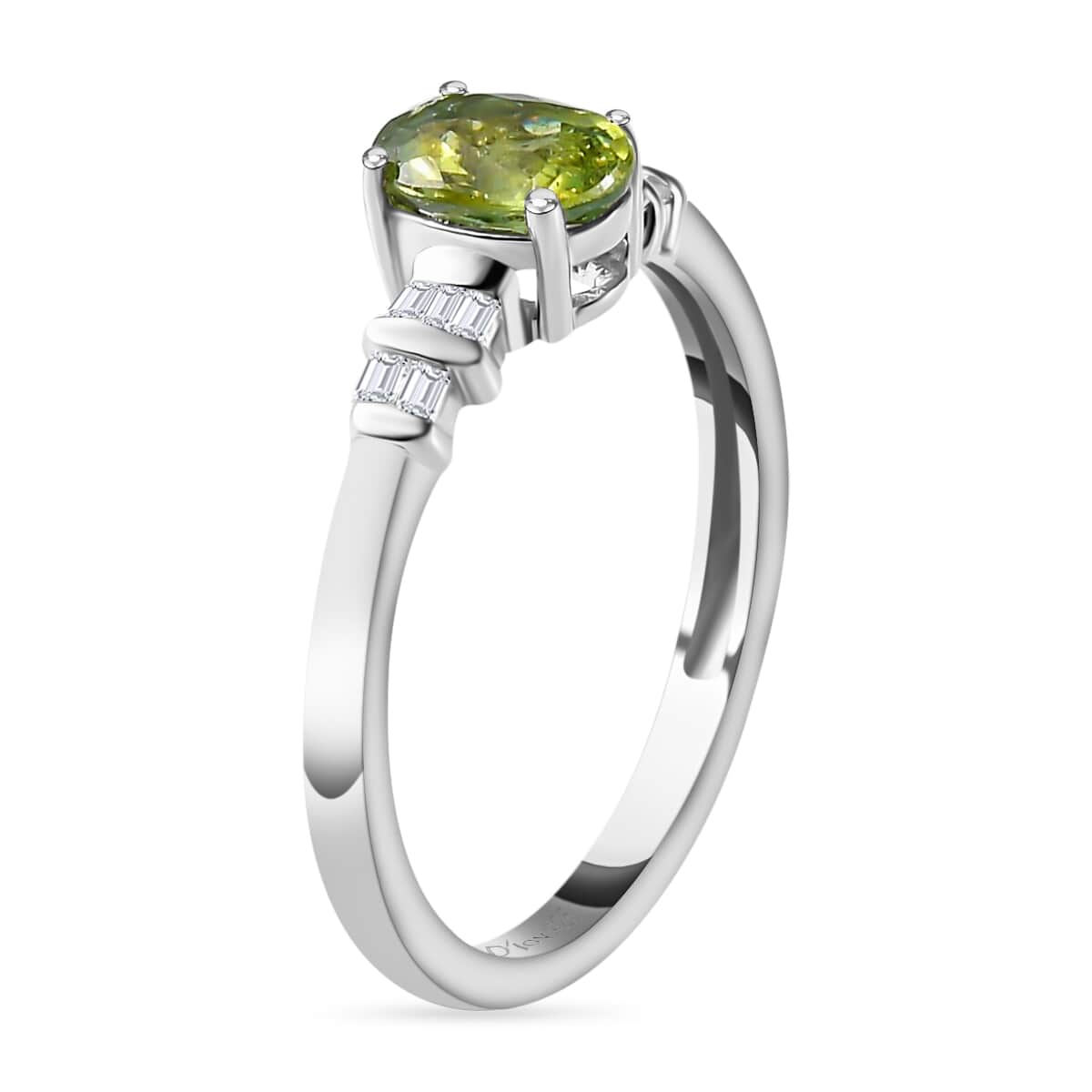 Ambanja Champagne Demantoid Garnet and Diamond Ring in Platinum Over Sterling Silver (Size 7.0) 1.00 ctw image number 3