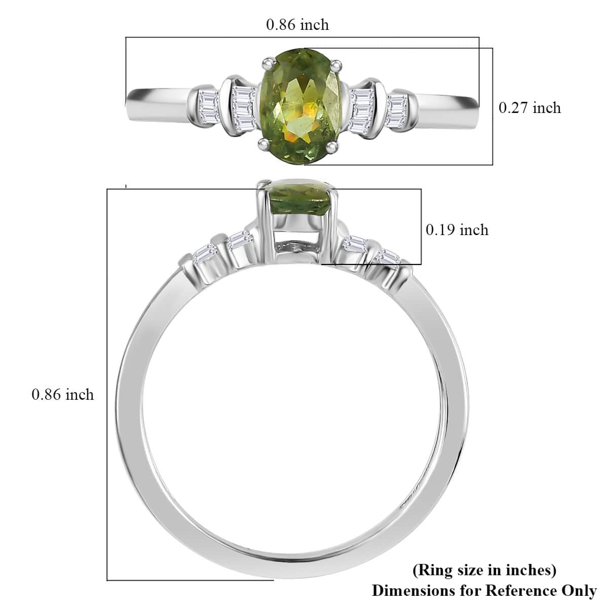 Ambanja Champagne Demantoid Garnet and Diamond Ring in Platinum Over Sterling Silver (Size 7.0) 1.00 ctw image number 5