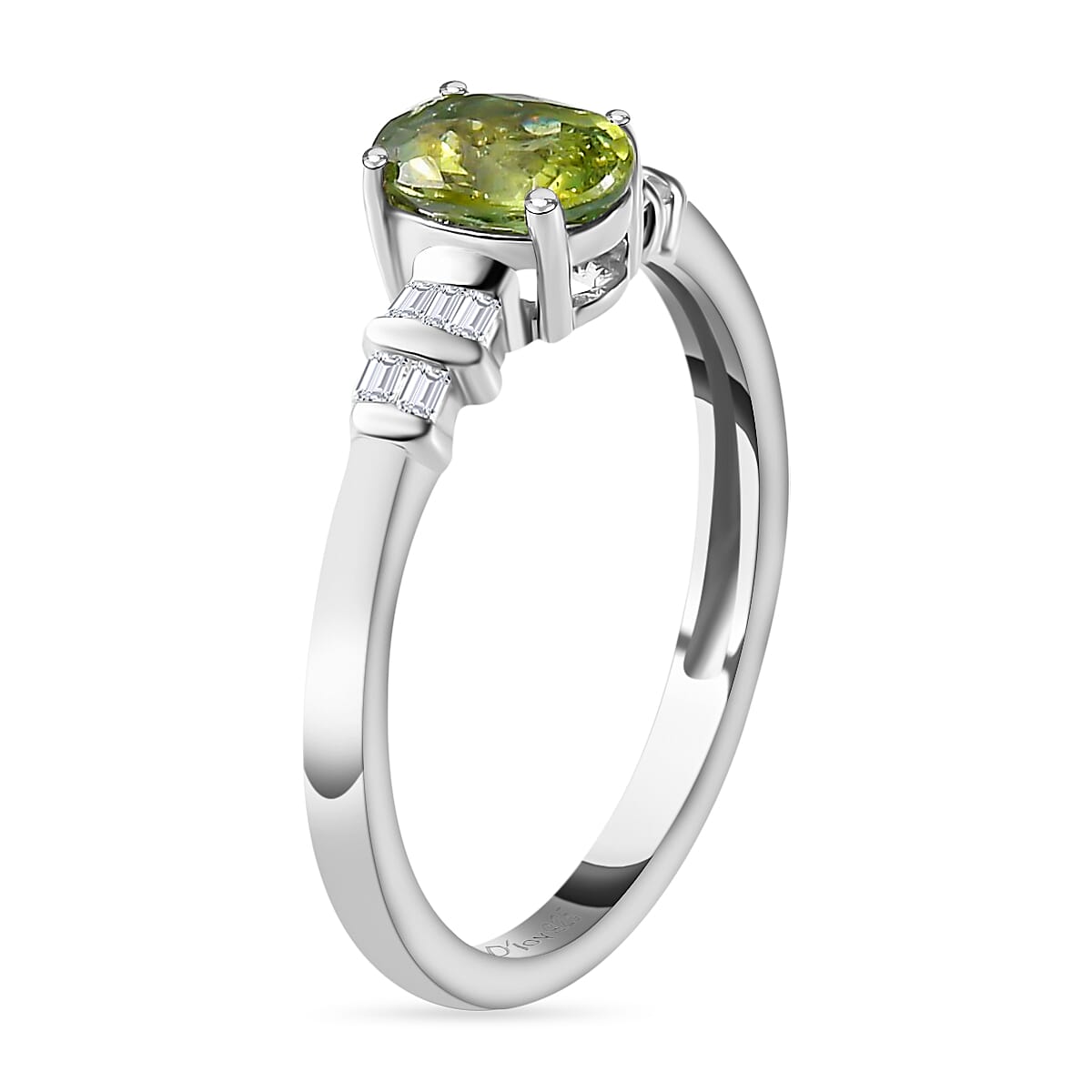 Ambanja Champagne Demantoid Garnet and Diamond Ring in Platinum Over Sterling Silver (Size 8.0) 1.00 ctw image number 3