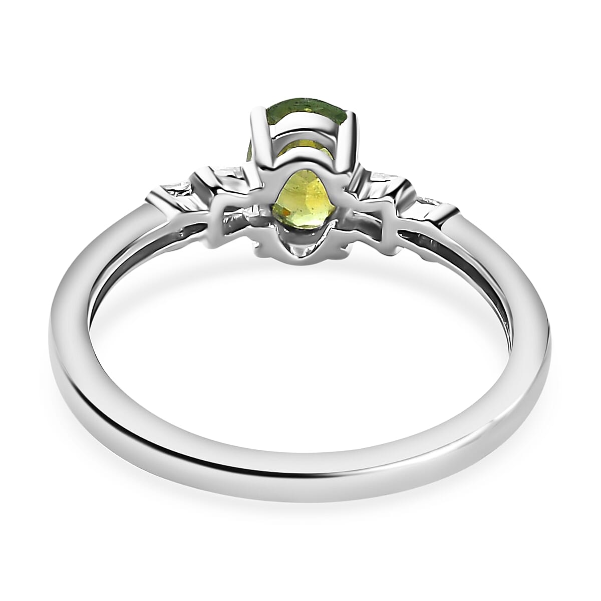 Ambanja Champagne Demantoid Garnet and Diamond Ring in Platinum Over Sterling Silver (Size 8.0) 1.00 ctw image number 4