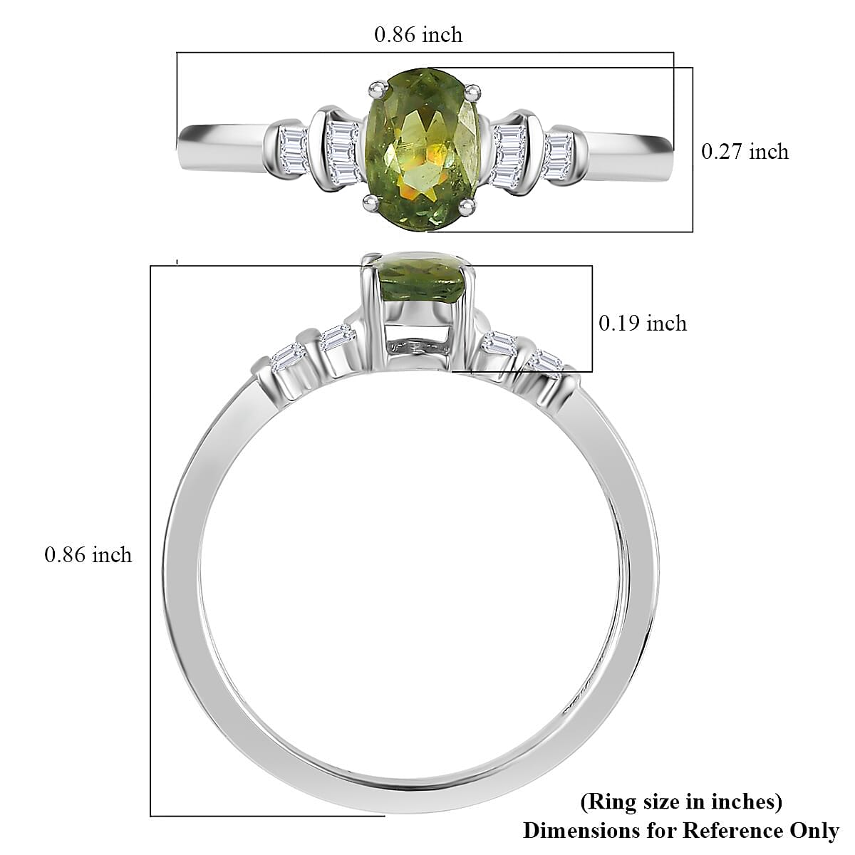 Ambanja Champagne Demantoid Garnet and Diamond Ring in Platinum Over Sterling Silver (Size 8.0) 1.00 ctw image number 5