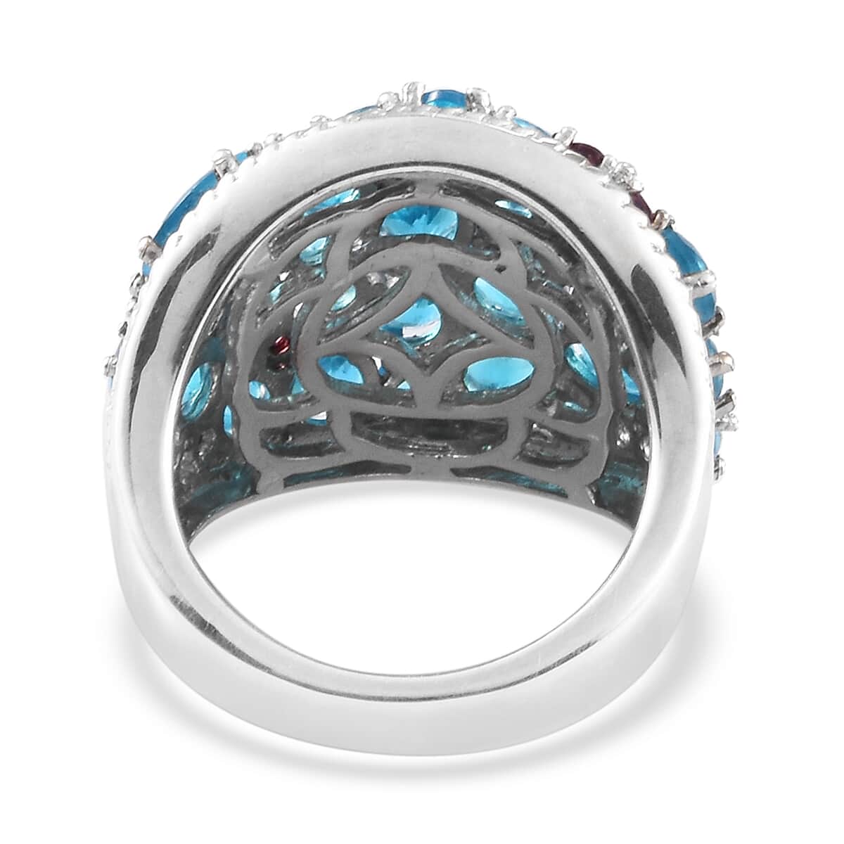Malgache Neon Apatite and Orissa Rhodolite Garnet Ring in Platinum Over Sterling Silver (Size 6) 7.1 Grams 6.94 ctw image number 2