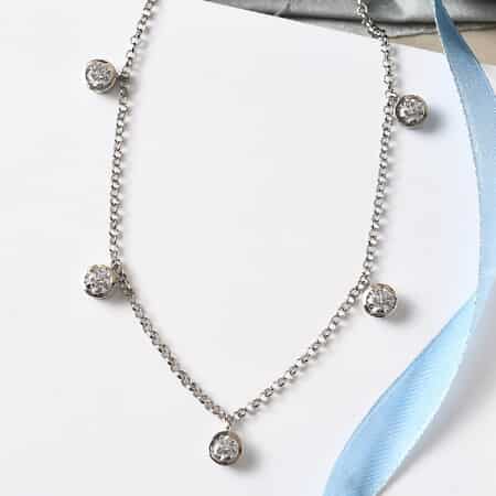LUSTRO STELLA Made with Finest CZ Fancy Necklace 18 Inches in Platinum Over Sterling Silver 7.65 Grams 7.85 ctw image number 1
