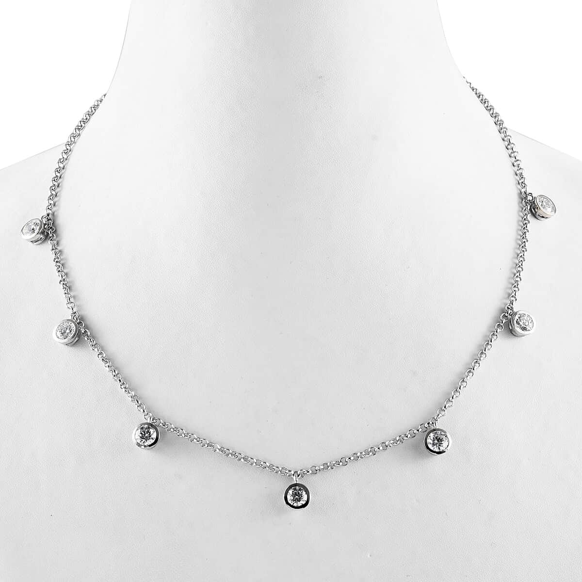 LUSTRO STELLA Made with Finest CZ Fancy Necklace 18 Inches in Platinum Over Sterling Silver 7.65 Grams 7.85 ctw image number 2