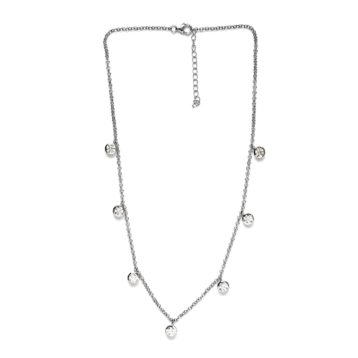 LUSTRO STELLA Made with Finest CZ Fancy Necklace 18 Inches in Platinum Over Sterling Silver 7.65 Grams 7.85 ctw image number 3