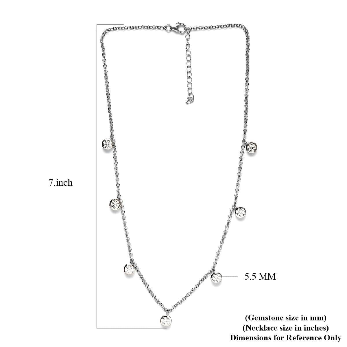 LUSTRO STELLA Made with Finest CZ Fancy Necklace 18 Inches in Platinum Over Sterling Silver 7.65 Grams 7.85 ctw image number 5