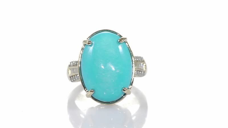 LUXORO 10K Yellow Gold AMERICAN Natural Sleeping Beauty Turquoise, Diamond (0.20 cts) Ring (Size 10.0) (3.10 g) 9.00 ctw