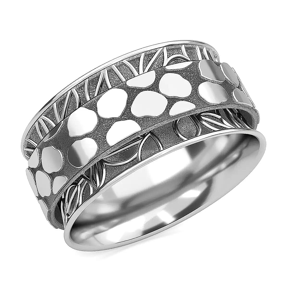 D'Joy Platinum Over Sterling Silver Stackable Ring (Size 10.0) image number 0