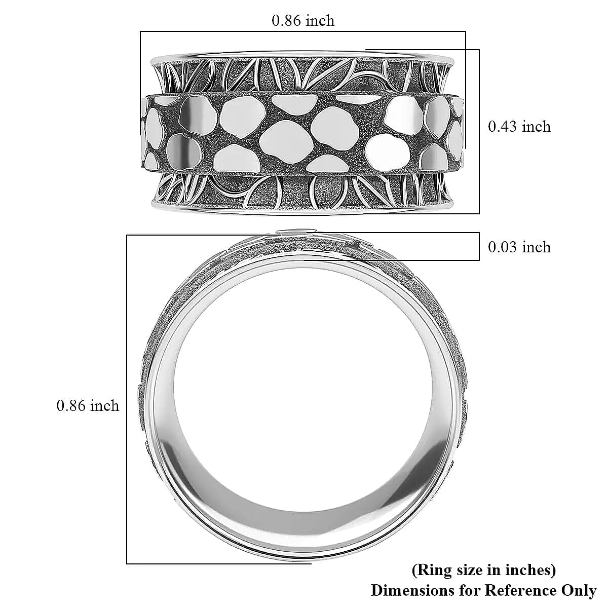 D'Joy Stackable Ring in Platinum Over Sterling Silver (Size 10.0) 7.38 Grams