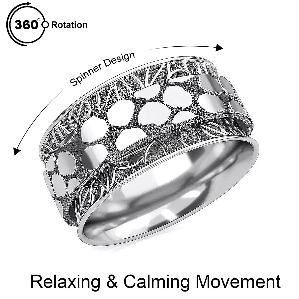 D'Joy Spinner Band Ring in Platinum Over Sterling Silver (Size 11.0) 7.50 Grams image number 0