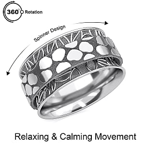 D'Joy Spinner Band Ring in Platinum Over Sterling Silver (Size 11.0) 7.50 Grams