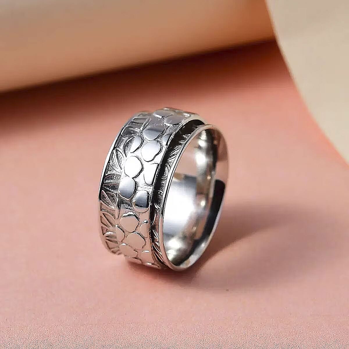 D'Joy Spinner Band Ring in Platinum Over Sterling Silver (Size 11.0) 7.50 Grams