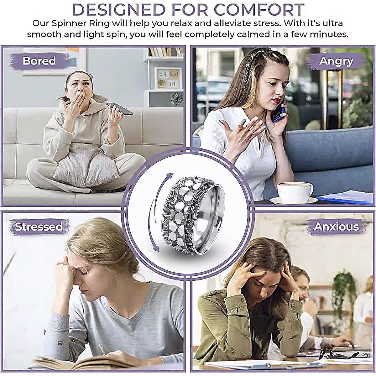 D'Joy Spinner Band Ring in Platinum Over Sterling Silver (Size 11.0) 7.50 Grams image number 2