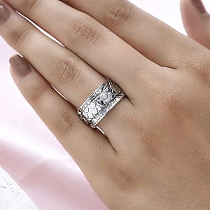 D'Joy Spinner Band Ring in Platinum Over Sterling Silver (Size 11.0) 7.50 Grams