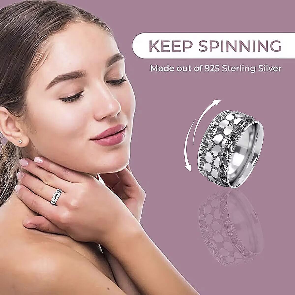D'Joy Spinner Band Ring in Platinum Over Sterling Silver (Size 11.0) 7.50 Grams