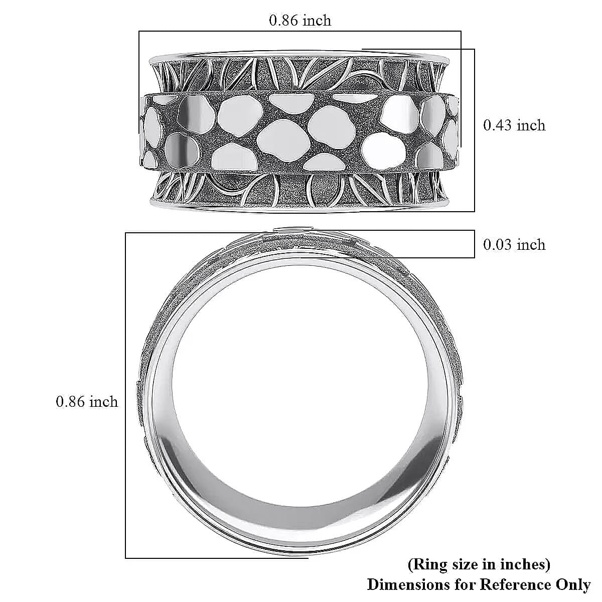 D'Joy Spinner Band Ring in Platinum Over Sterling Silver (Size 11.0) 7.50 Grams