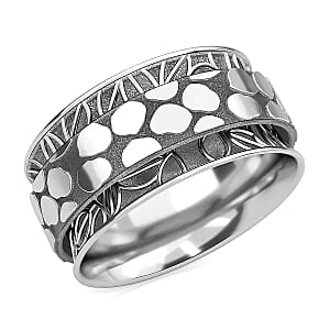 D'Joy Platinum Over Sterling Silver Stackable Ring (Size 8)