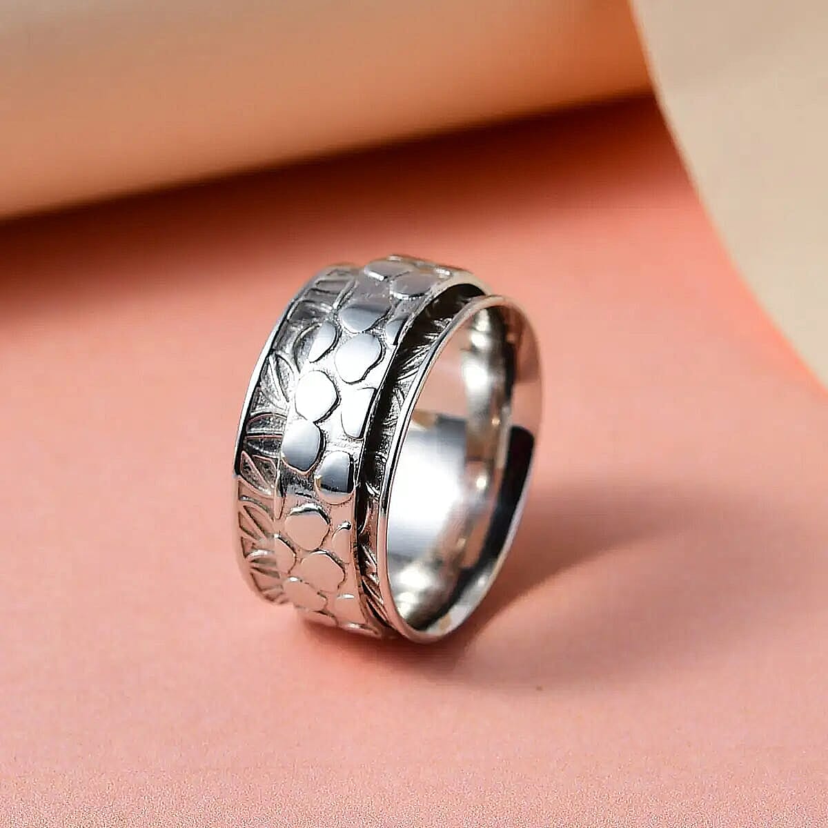 D'Joy Platinum Over Sterling Silver Stackable Ring (Size 8) image number 1
