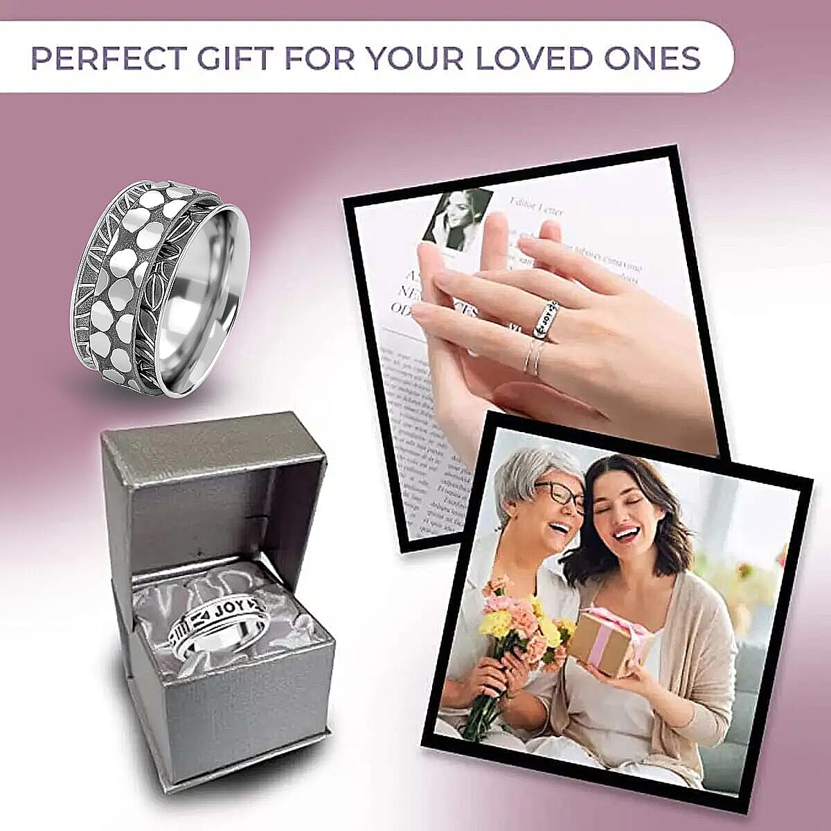 D'Joy Platinum Over Sterling Silver Stackable Ring (Size 8) image number 5