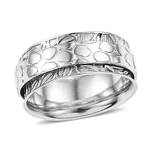 D'Joy Stackable Ring in Platinum Over Sterling Silver (Size 9.0) 7.38 Grams