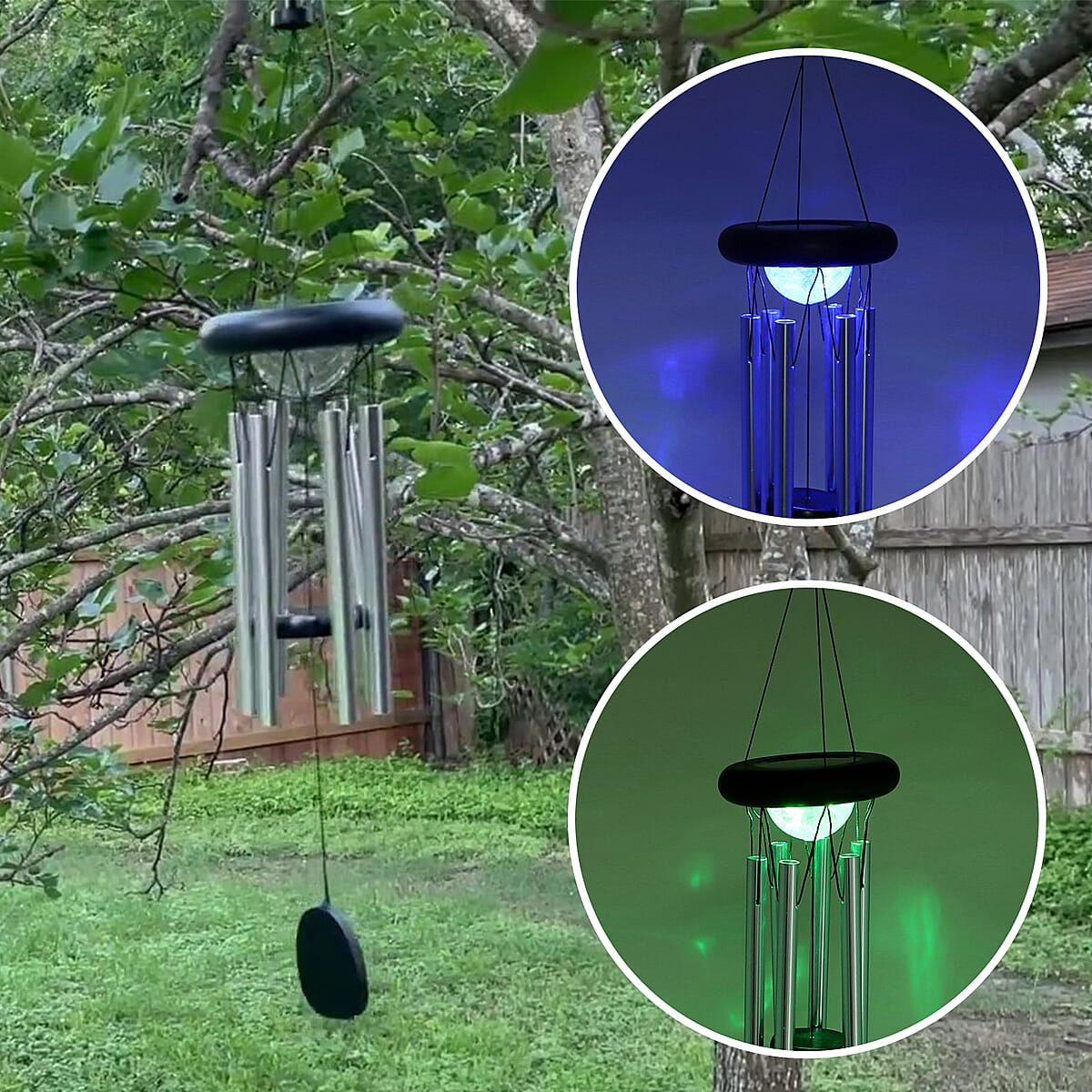 Homesmart Black & Silver Solar Revolving Light Wind Chime image number 1