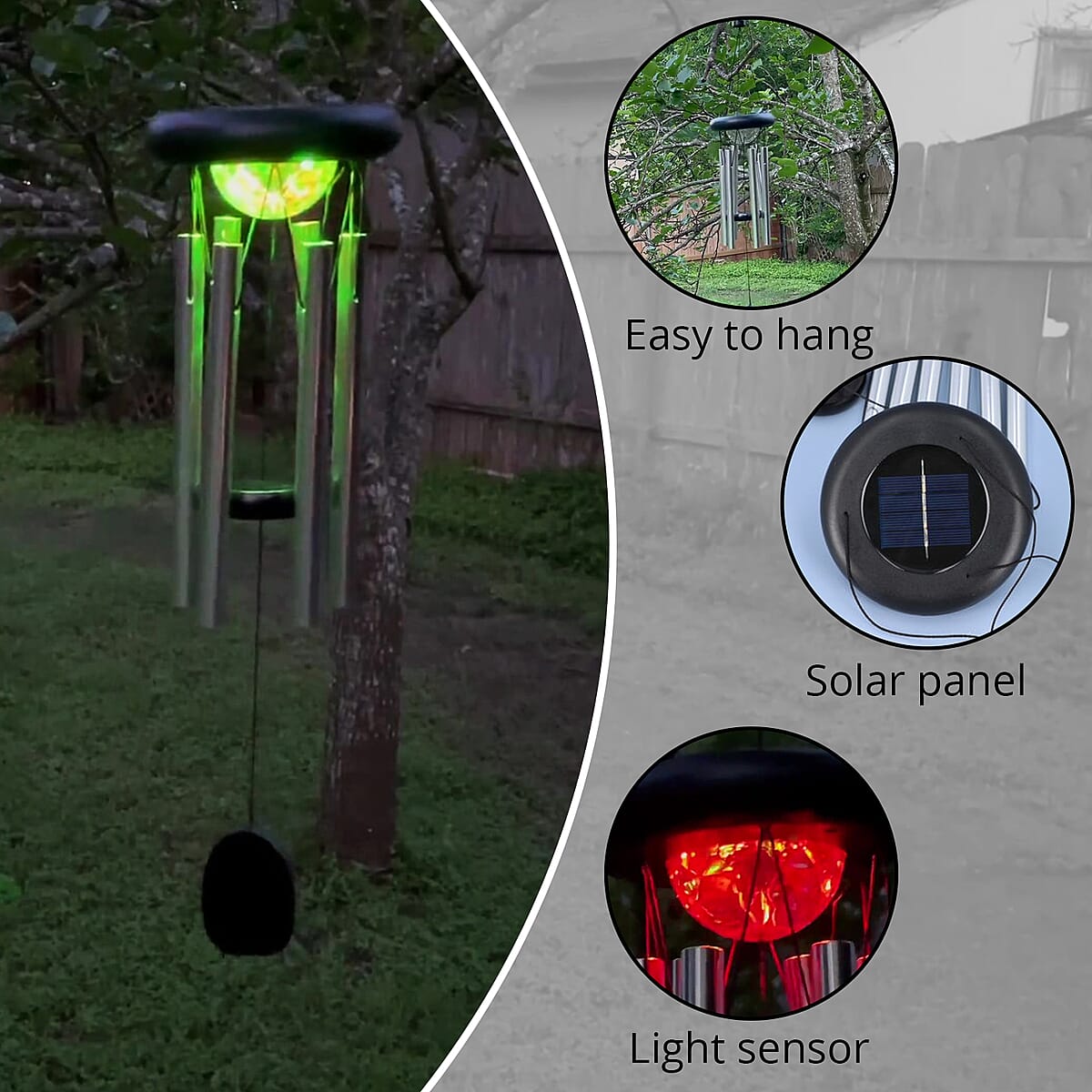 Homesmart Black & Silver Solar Revolving Light Wind Chime image number 2