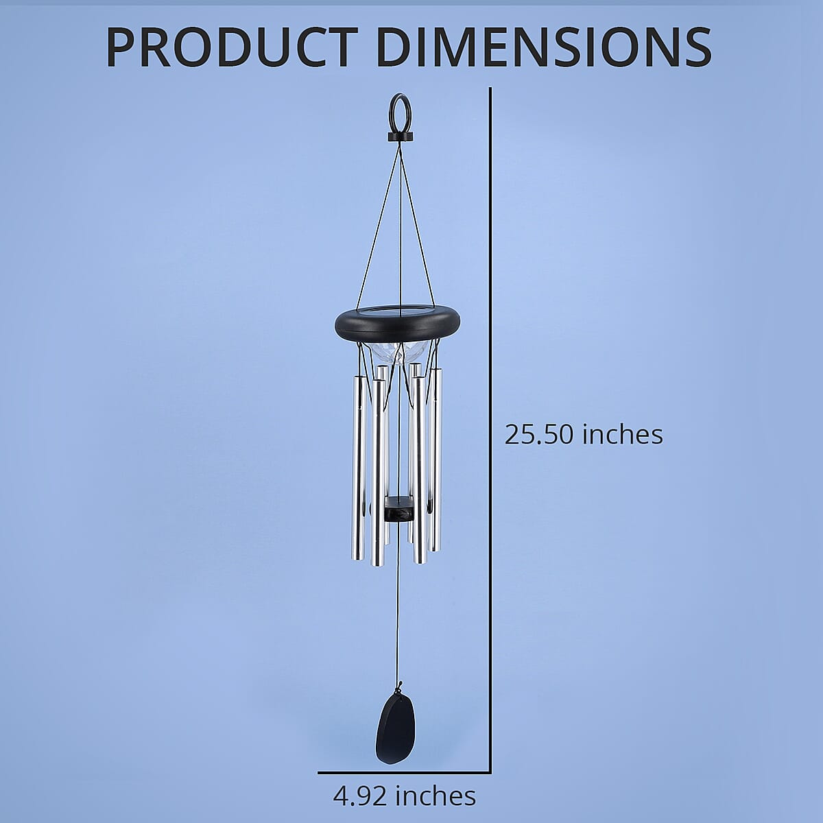 Homesmart Black & Silver Solar Revolving Light Wind Chime image number 3