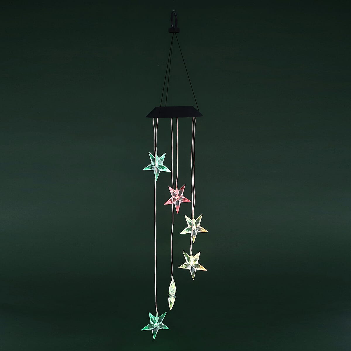 HOMESMART Multi Color Solar Star Wind Chime with Black Top (28x4.92) image number 4