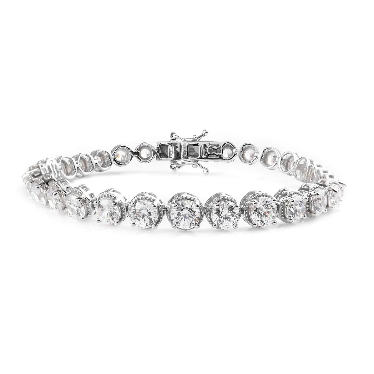 LUSTRO STELLA Made with Finest CZ Bracelet in Platinum Over Sterling Silver (7.25 In) 14 Grams 20.35 ctw image number 0