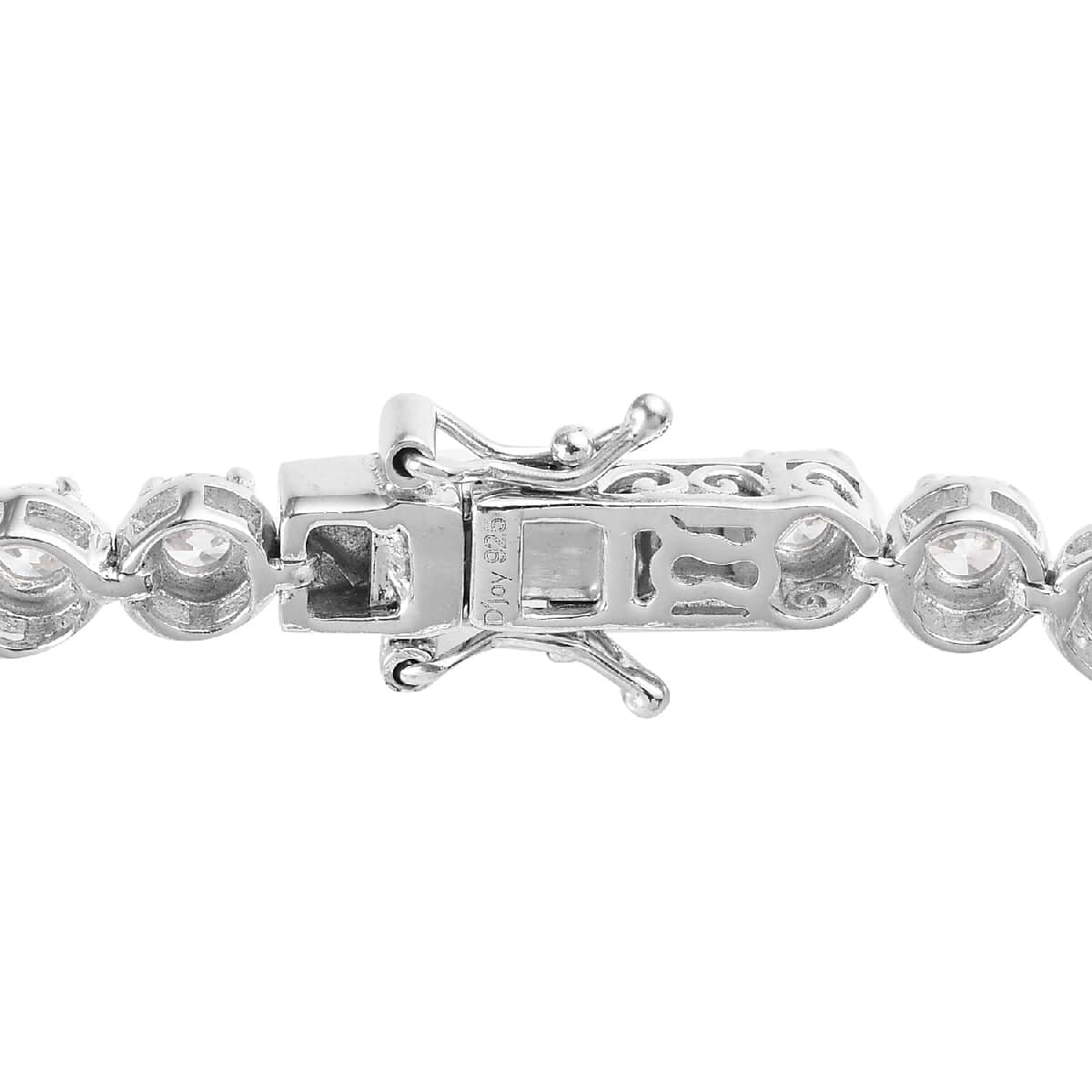 LUSTRO STELLA Made with Finest CZ Bracelet in Platinum Over Sterling Silver (7.25 In) 14 Grams 20.35 ctw image number 3