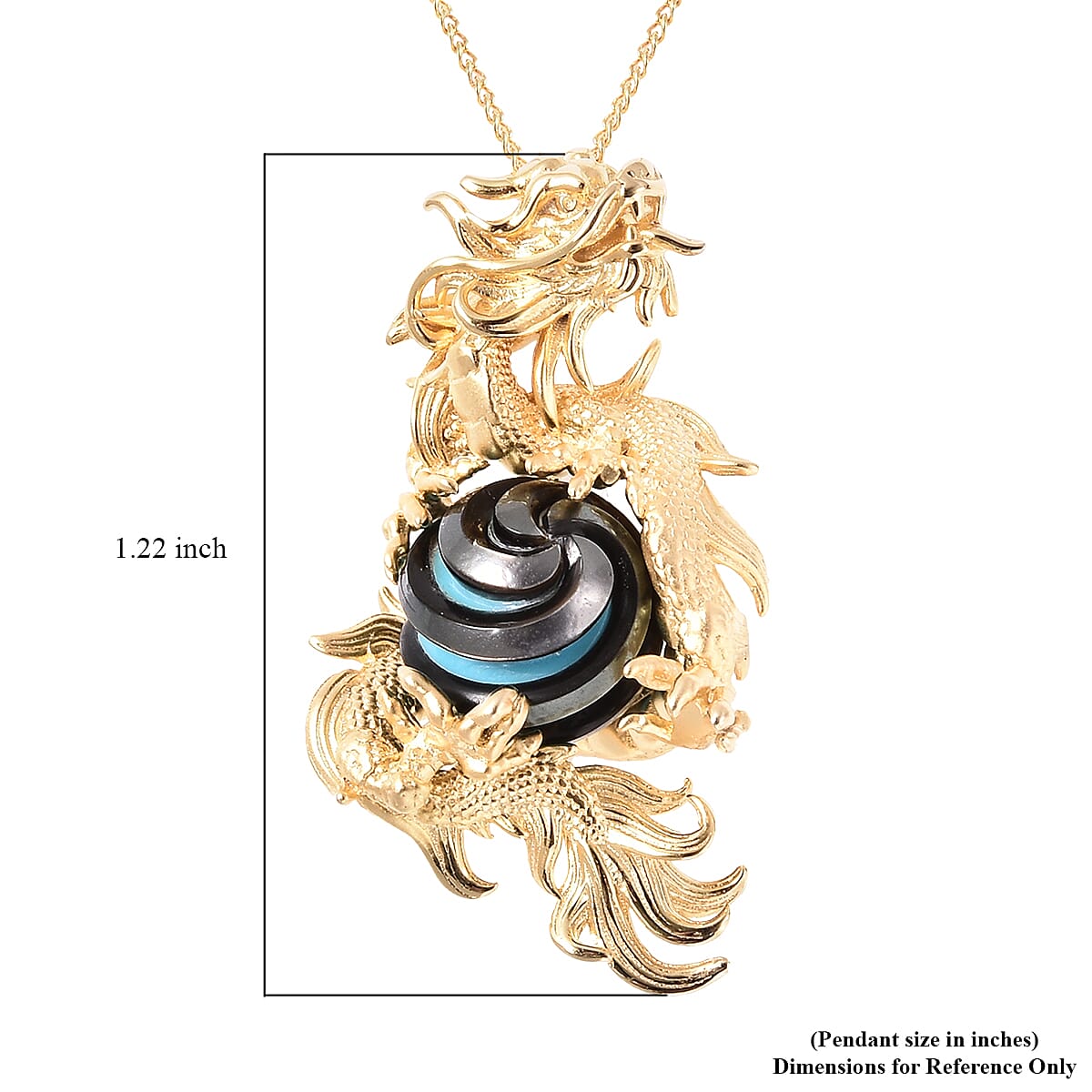 Galatea Pearl Collection Tahitian Cultured Pearl Dragon Pendant Necklace 18 Inches in Vermeil YG Over Sterling Silver