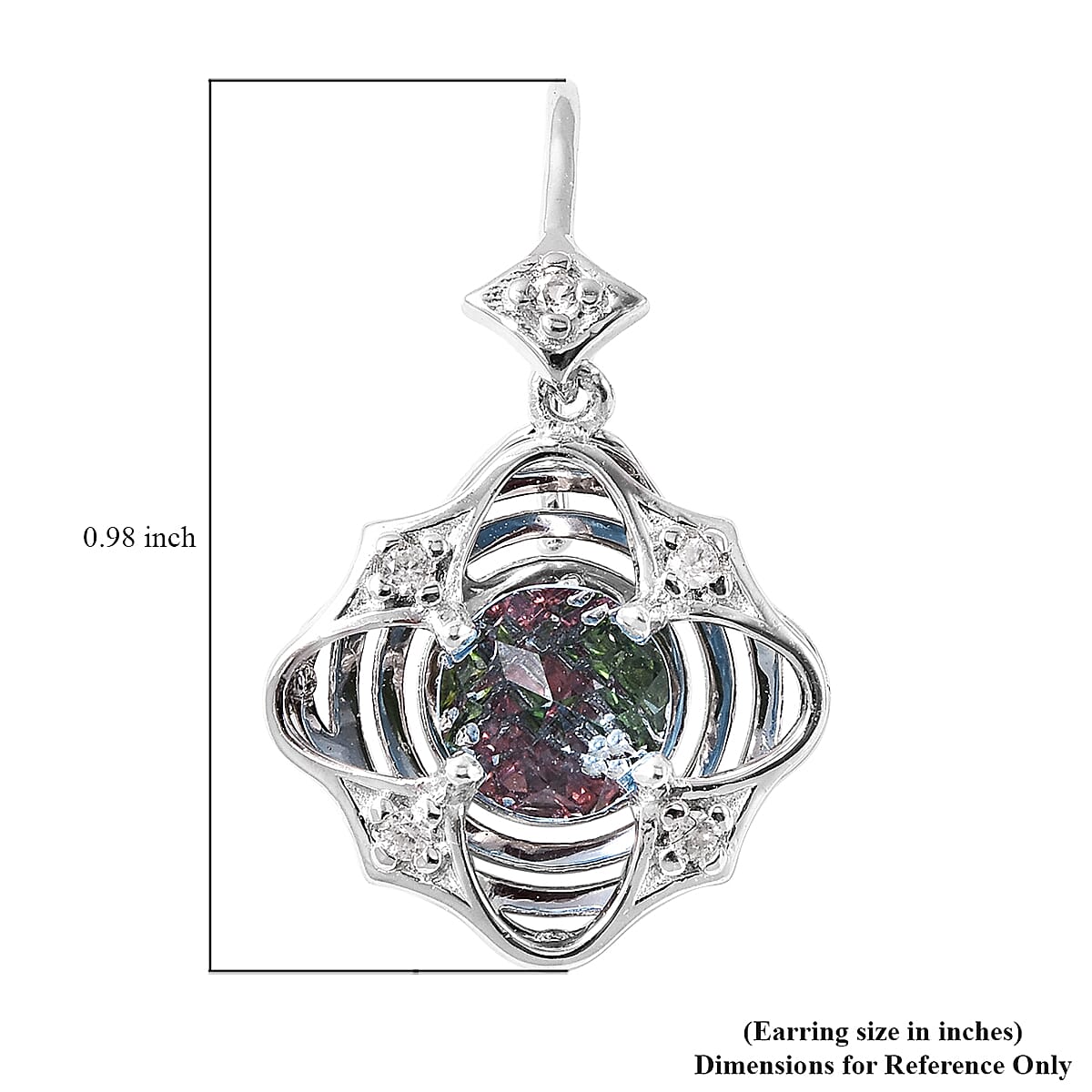 Galatea DavinChi Cut Collection Blue Topaz and Multi Gemstone 2.70 ctw Earrings in Rhodium Over Sterling Silver