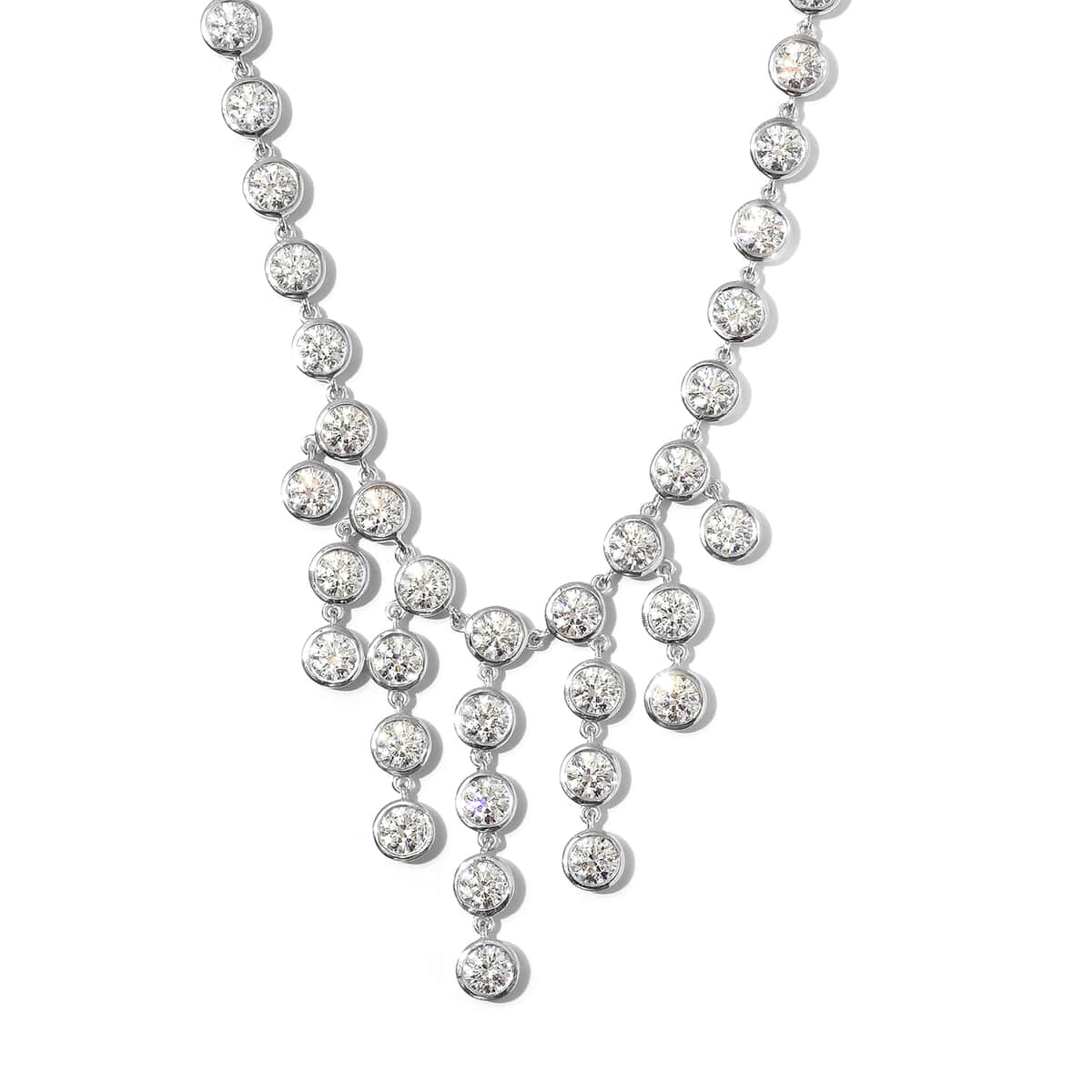 LUSTRO STELLA Finest CZ Fancy Necklace (18 Inches) in Platinum Over Sterling Silver (19 g) 31.25 ctw image number 0