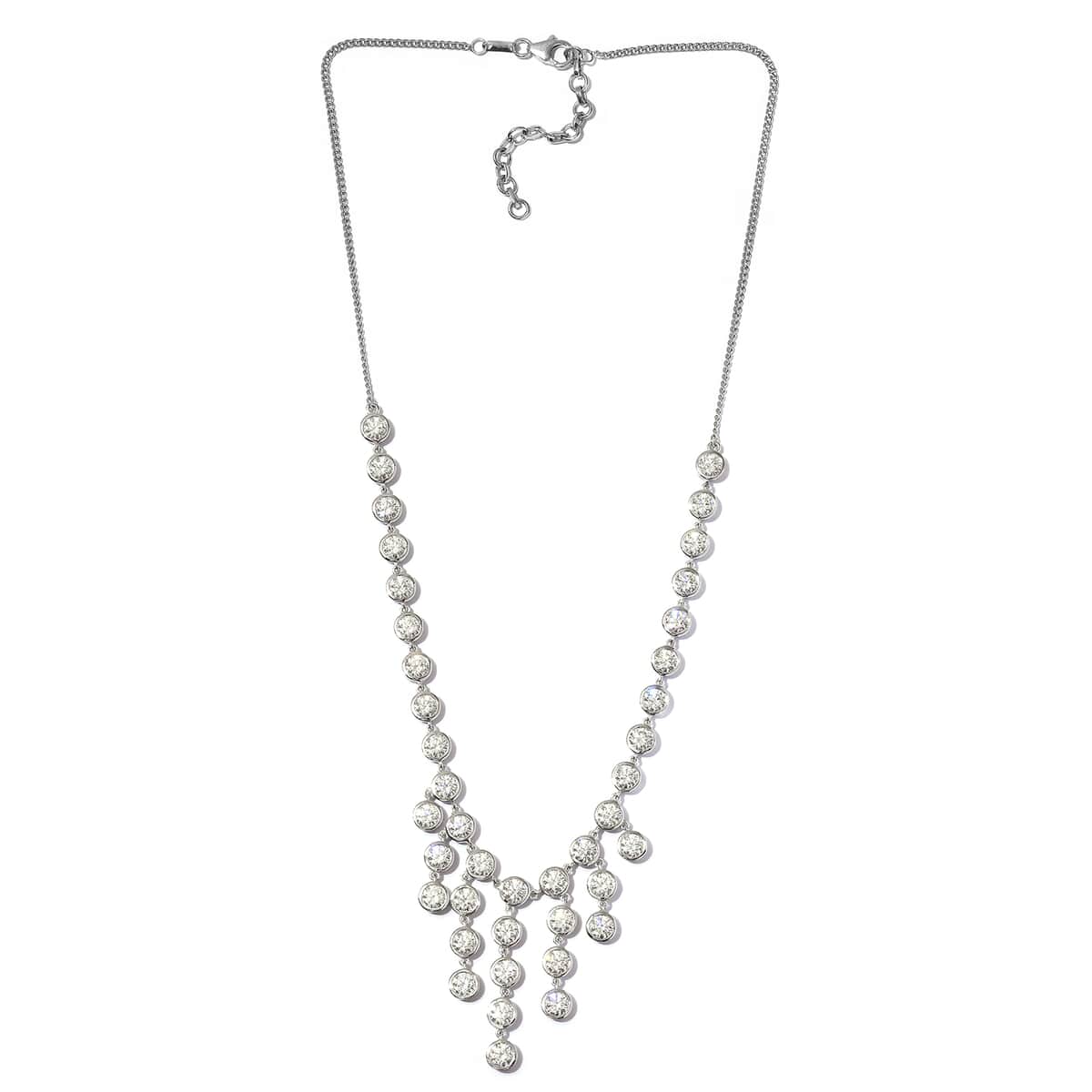Lustro Stella Made with Finest CZ Fancy Necklace 18 Inches in Platinum Over Sterling Silver 31.25 ctw image number 4