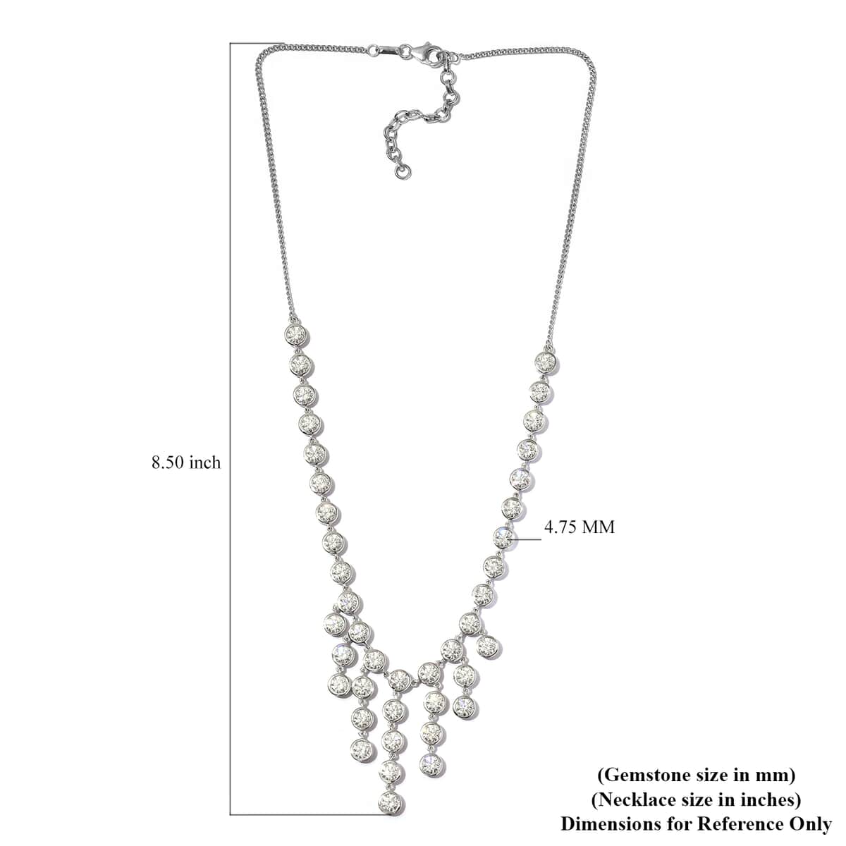 LUSTRO STELLA Finest CZ Fancy Necklace (18 Inches) in Platinum Over Sterling Silver (19 g) 31.25 ctw image number 5