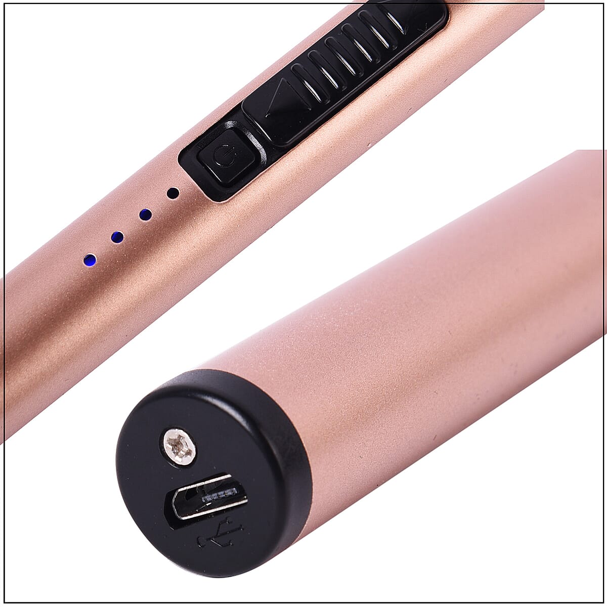 Electric Rechargeable Arc Candle Lighter Windproof Flameless with LED Battery Display and Longer 360 Degree Rotation Flexible Neck - Rose Gold image number 4