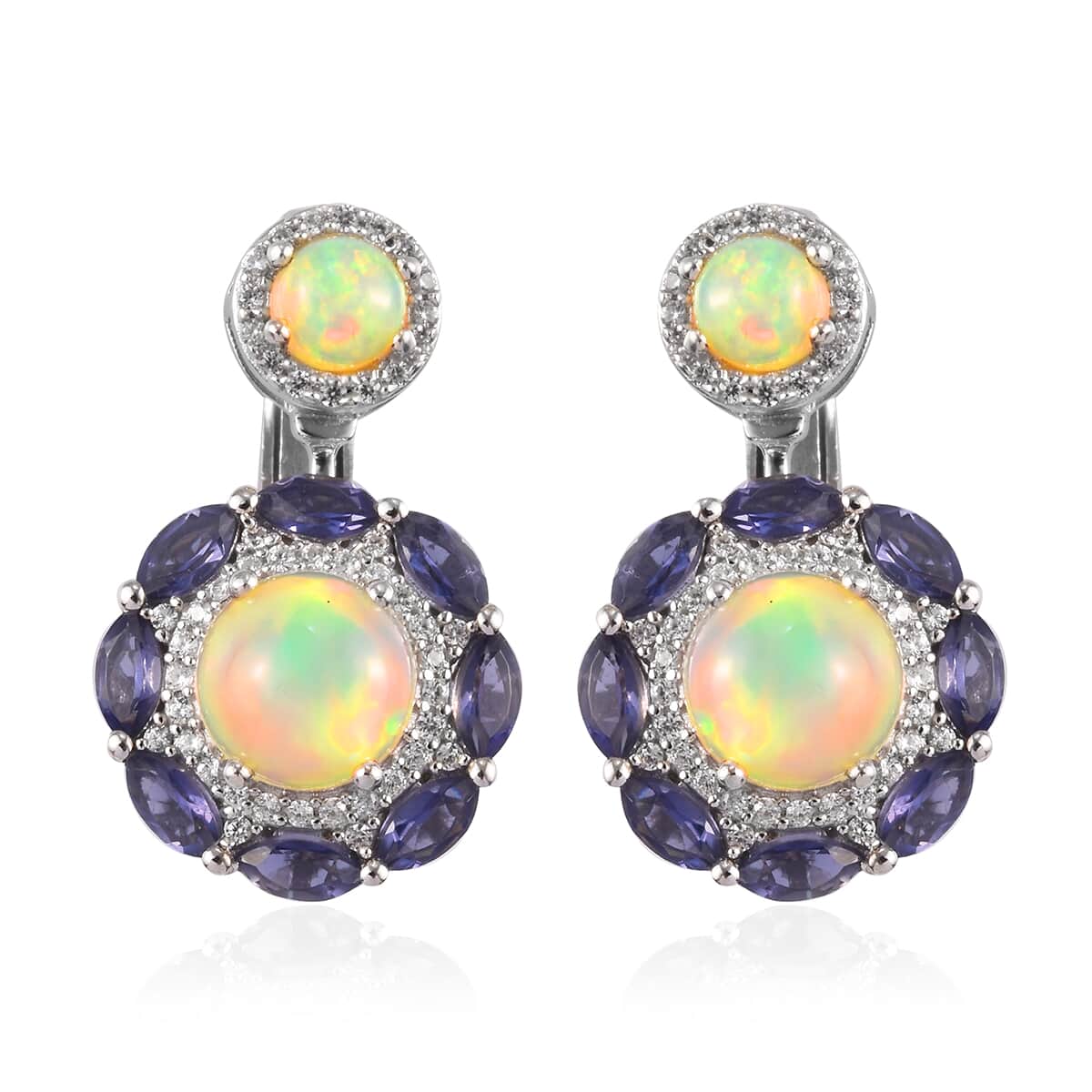 Ethiopian Welo Opal and Multi Gemstone Earrings in Platinum Over Sterling Silver 6.75 ctw image number 0