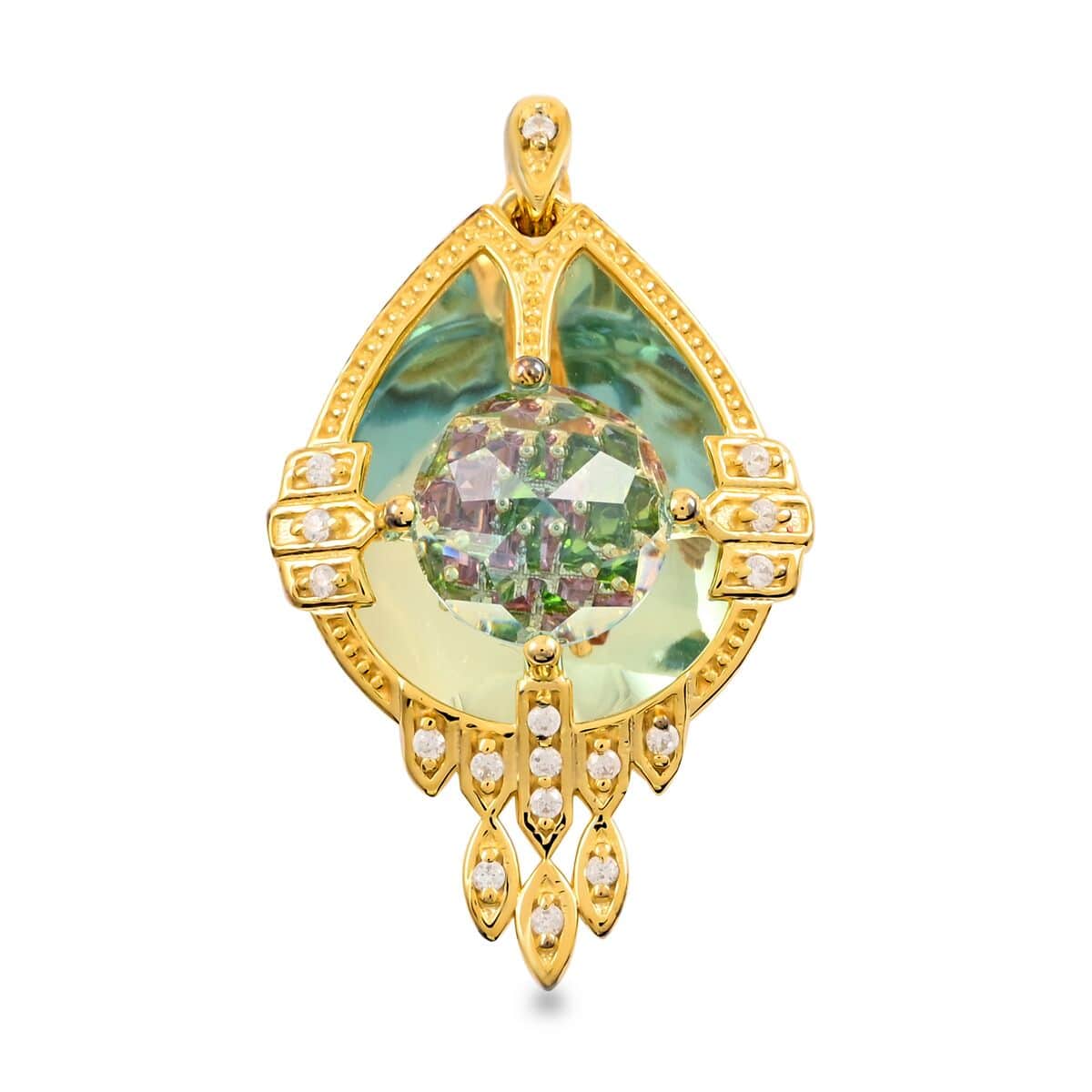 Galatea DavinChi Cut Collection Blue Topaz and Multi Gemstone Pendant  in Vermeil Yellow Gold Over Sterling Silver 4.10 ctw image number 0