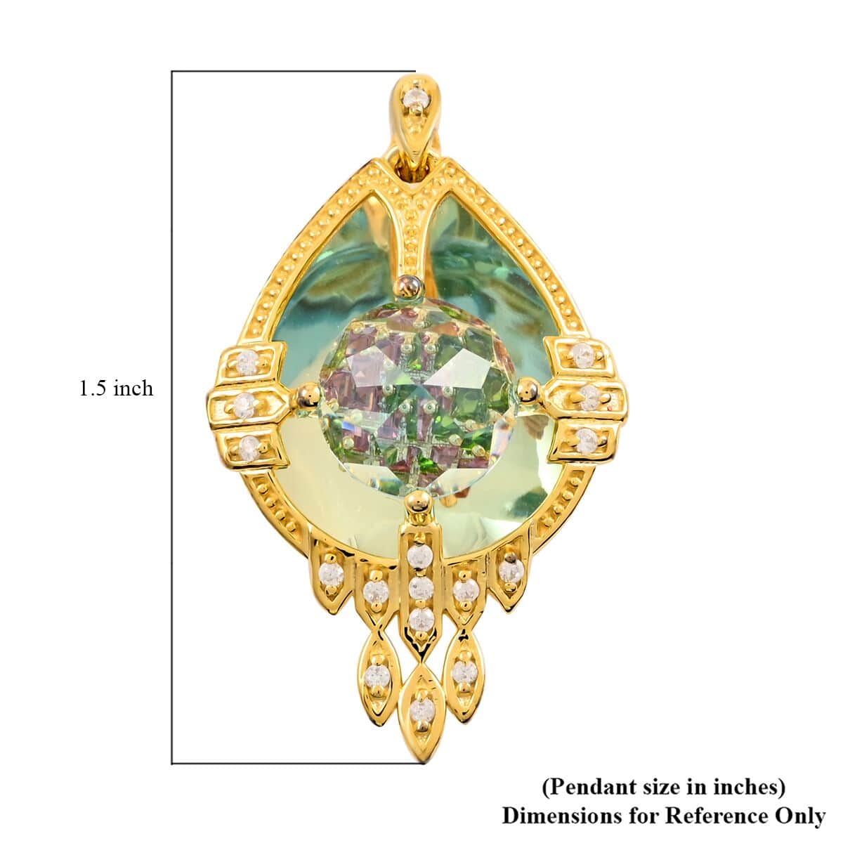 Galatea DavinChi Cut Collection Blue Topaz and Multi Gemstone Pendant  in Vermeil Yellow Gold Over Sterling Silver 4.10 ctw image number 4