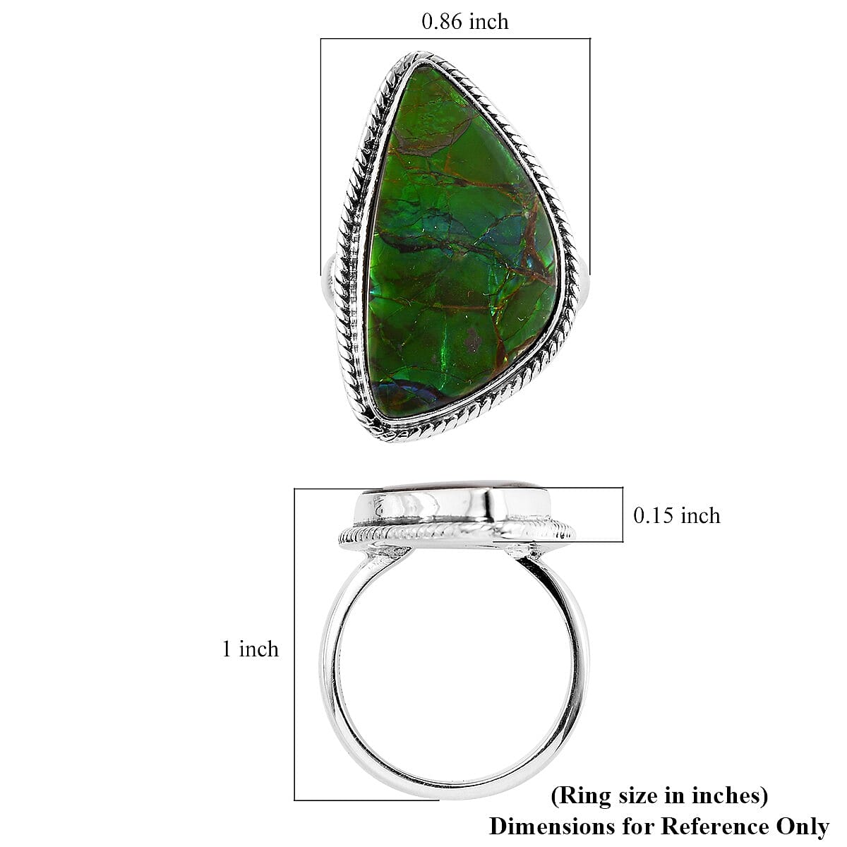Canadian Ammolite Ring in Sterling Silver (Size 6.0) 5.50 Grams image number 5