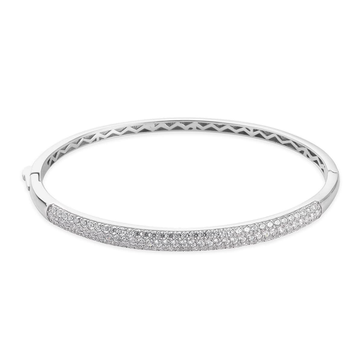 Lustro Stella Made with Finest CZ Bangle Bracelet in Platinum Over Sterling Silver (8 in) 5.75 ctw image number 0