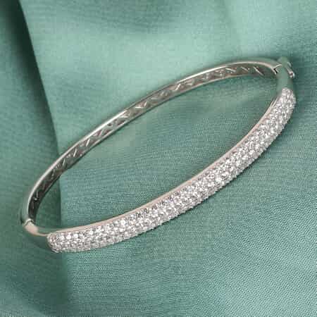 Lustro Stella Made with Finest CZ Bangle Bracelet in Platinum Over Sterling Silver (8 in) 5.75 ctw image number 1